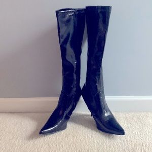 Diba Women's Black Faux Patent Leather Knee-high Boots size 10 M
